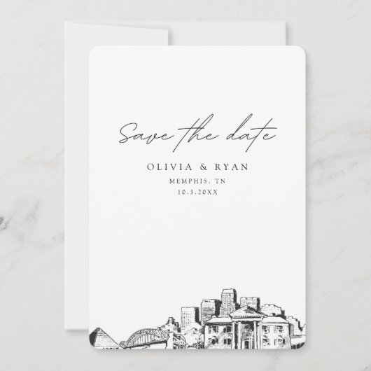 メンフィスウェディング日付ダウンタウンを結婚保存 招待状 (正面)
