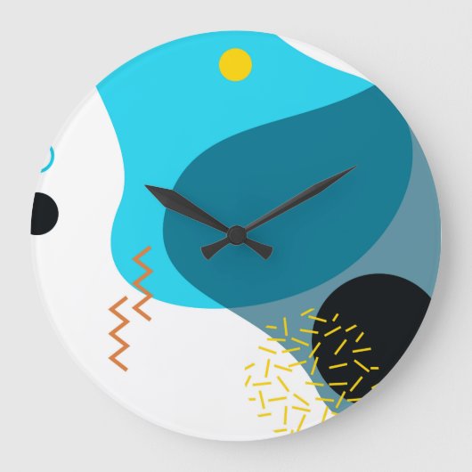 メンフィスカッコいい,トレンディー，都市，モダンイラストレーション ラージ壁時計 (正面)