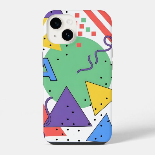 メンフィススタイルのスマホケース ドーパミンデコレーション 幾何学柄 iPhoneケース (裏面)