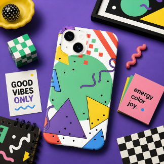メンフィススタイルの携帯ケース ドーパミンデコレーション 幾何学柄 iPhone 15 MINIケース