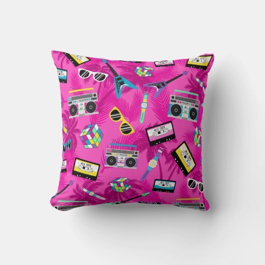 メンフィススタイルネオピンクトレンディー80s抽象芸術 クッション (正面)