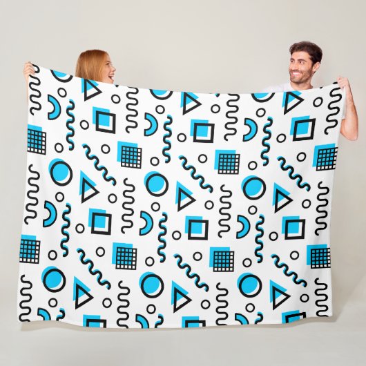 メンフィススタイル幾何学模様110719 – スカイブルー フリースブランケット (インサイチュ)