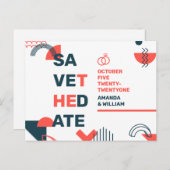 メンフィススタイル抽象芸術ブルー結婚&レッド救ズザ 案内ポストカード (正面/裏面)