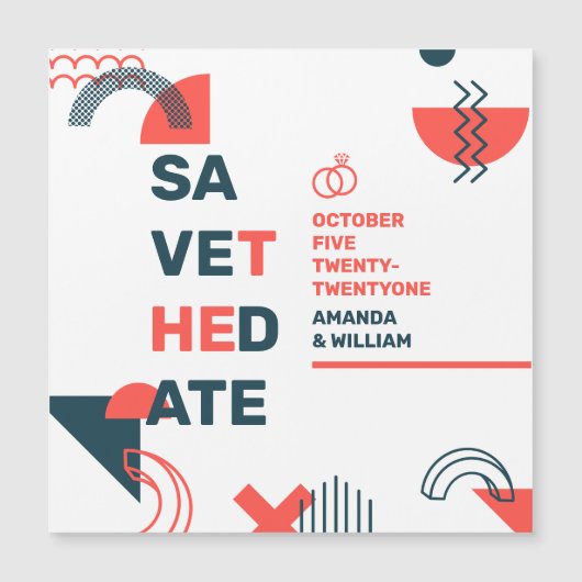 メンフィススタイル抽象芸術ブルー&レッド結婚ズ (正面)