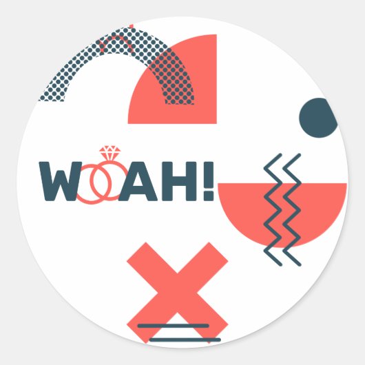 メンフィススタイル抽象芸術ブルー&レッド結婚ズ ラウンドシール (正面)