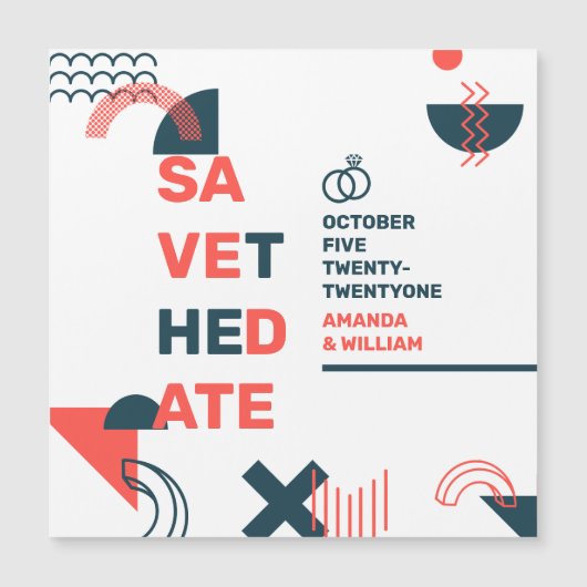 メンフィススタイル抽象芸術レッド&ブルー結婚ズ (正面)