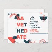 メンフィススタイル抽象芸術レッド&ブ結婚ルーズ救ザ 案内ポストカード (正面/裏面)