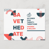 メンフィススタイル抽象芸術レッド&ブ結婚ルーズ救ザ 案内ポストカード (正面)