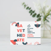 メンフィススタイル抽象芸術レッド&ブ結婚ルーズ救ザ 案内ポストカード (スタンド正面)