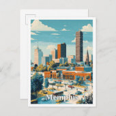 メンフィステネシーアートヴィンテージトラベルイラストレーション ポストカード (正面/裏面)