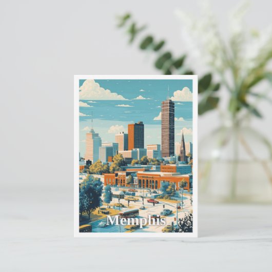 メンフィステネシーアートヴィンテージトラベルイラストレーション ポストカード (スタンド正面)