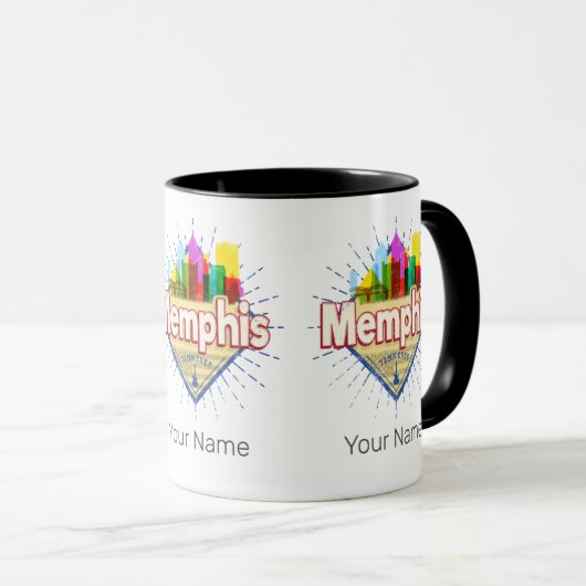 メンフィステネシー統一された州レトロスカイライン マグカップ (正面右)