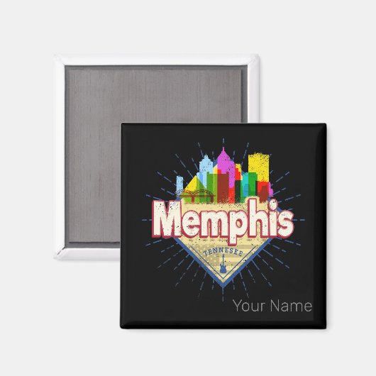 メンフィステネシー統一された州レトロスカイライン マグネット (正面/裏面)