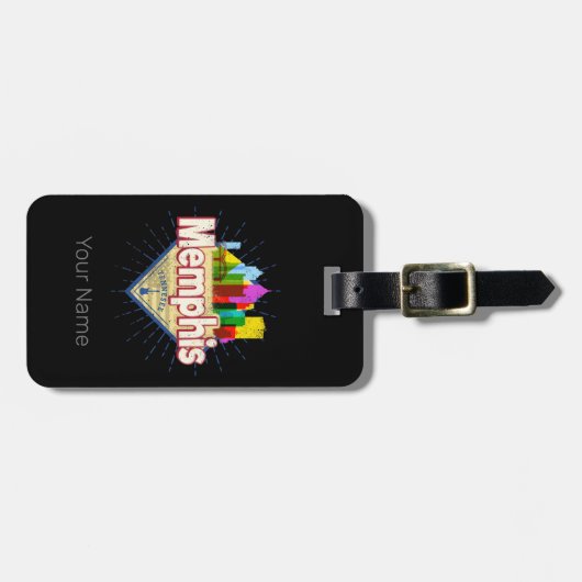 メンフィステネシー統一された州レトロスカイライン ラゲッジタグ (正面横)