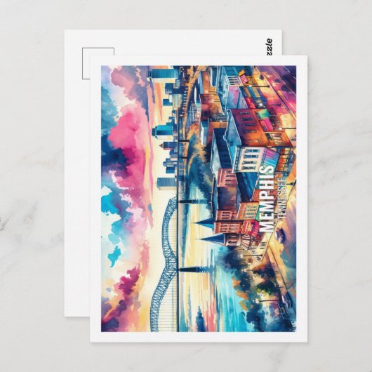 メンフィステネシーUSA有名な場所水色 ポストカード (正面/裏面)