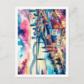 メンフィステネシーUSA有名な場所水色 ポストカード (正面)