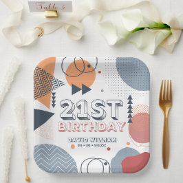 メンフィス幾何学模様21st誕生日 ペーパープレート