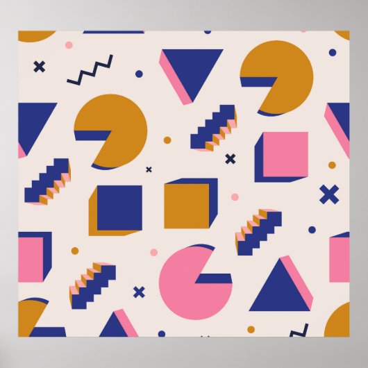 メンフィス形状： 90sファッションシームレス ポスター (正面)