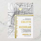 メンフィス愛ロケータ |シティテーマ結婚の 箔招待状 (正面)