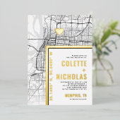 メンフィス愛ロケータ |シティテーマ結婚の 箔招待状 (立ち正面)