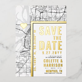 メンフィス愛ロケータ |結婚式の日付の保存 箔招待状