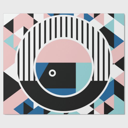 メンフィス抽象芸術ポスターデザイン。顔幾何学模様 ラッピングペーパー (フラット)