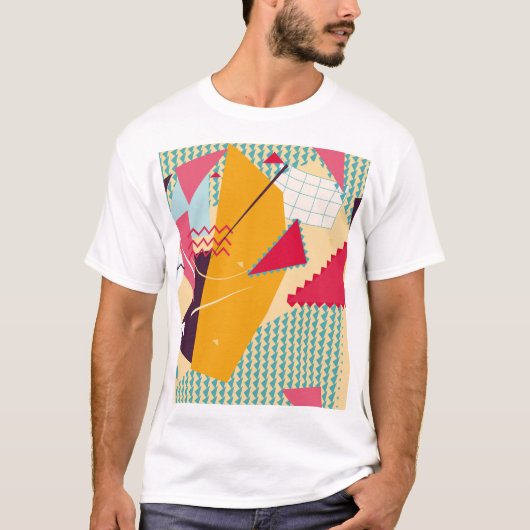 メンフィス気分：レトロ幾何学的トレンド Tシャツ (正面)