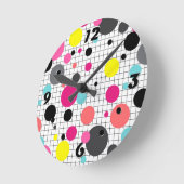 メンフィス水玉模様 ラウンド壁時計 (傾斜)