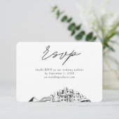 メンフィス結婚のミニマリストスケッチRSVP エンクロージャーカード (スタンド正面)