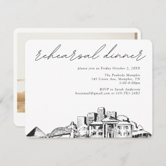 メンフィス結婚のリハーサル招待状エンクロージャカード エンクロージャーカード (正面/裏面)