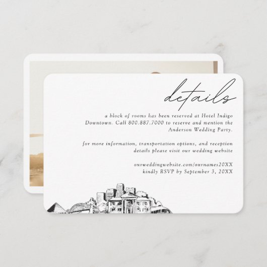 メンフィス結婚式ホテル部屋ブロック詳細 エンクロージャーカード (正面/裏面)