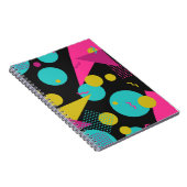 メンフィス要素を含む80年代の幾何学的シームレスパターン ノートブック (右側)