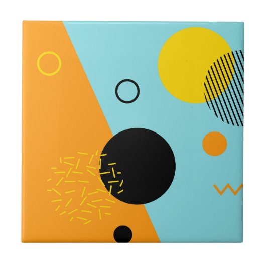 メンフィス、ヒップスター、トレンディー、カッコいいイラストレーション タイル (正面)