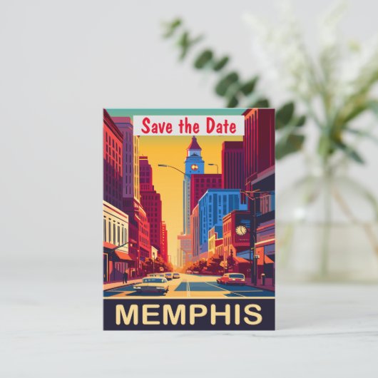 メンフィス　保存日付、ヴィンテージのポストカード セーブザデート (スタンド正面)