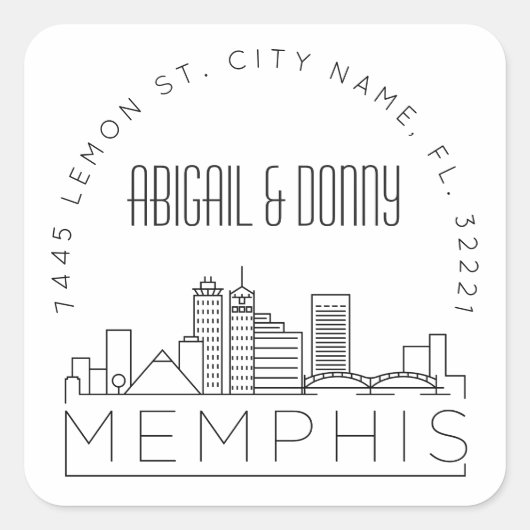 メンフィ結婚ス |事前にアドレス指定された封筒用シール スクエアシール (正面)
