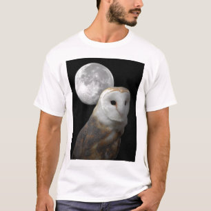 メンフクロウおよび月のワイシャツ Tシャツ