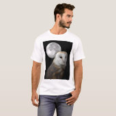 メンフクロウおよび月のワイシャツ Tシャツ (正面フル)