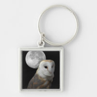 メンフクロウおよび月正方形のKeychain