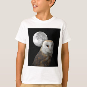 メンフクロウおよび満月の子供のTシャツ Tシャツ