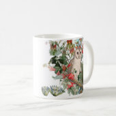 メンフクロウとビンテージの花々 コーヒーマグカップ (正面右)