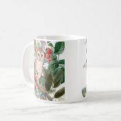 メンフクロウとビンテージの花々 コーヒーマグカップ (正面左)