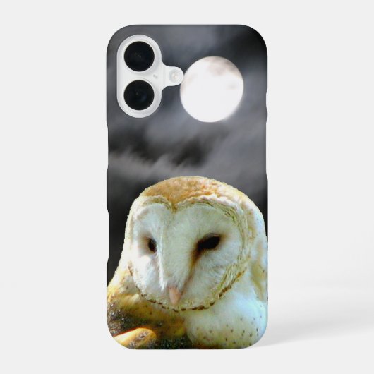 メンフクロウと満月 iPhone 16ケース (裏面)