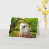 メンフクロウのカスタマイズ可能なバースデー・カード カード (黄色い花)