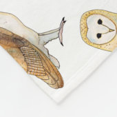 メンフクロウの水彩画 フリースブランケット (角)