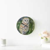 メンフクロウの水彩画 ラウンド壁時計 (ホーム)