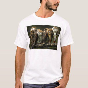 メンフクロウの白のワイシャツ Tシャツ