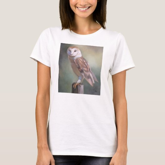 "メンフクロウの絵画の女性のティー Tシャツ (正面)