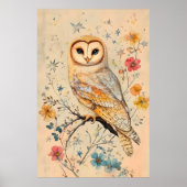 メンフクロウの芸術的なイラスト ポスター (正面)