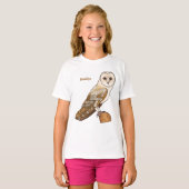 メンフクロウの鳥のキャラクターイラスト Tシャツ (正面フル)