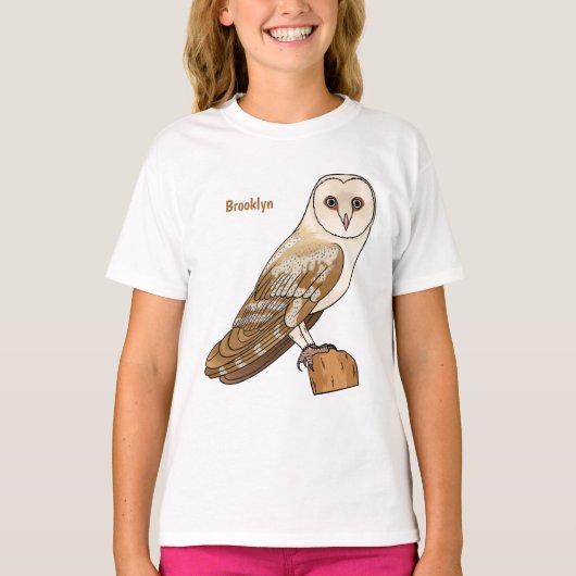 メンフクロウの鳥のキャラクターイラスト Tシャツ (正面)